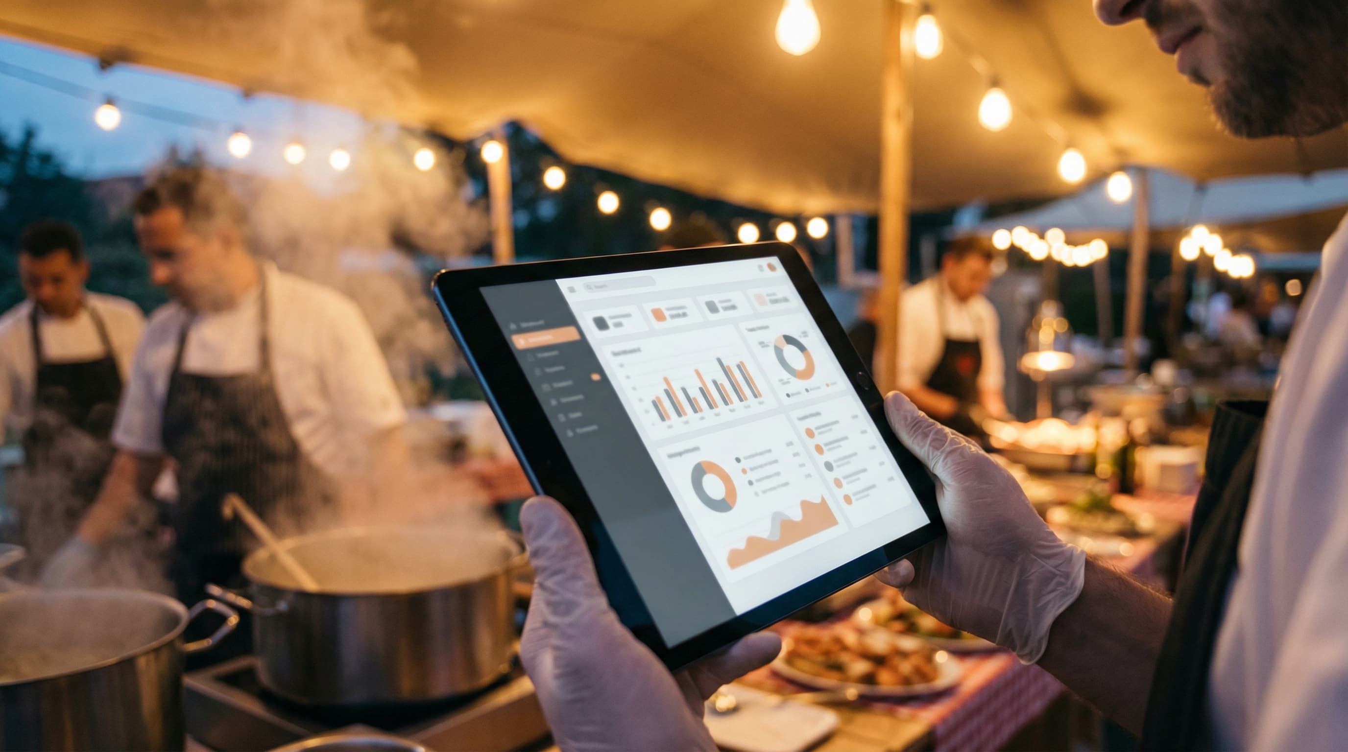 Dashboard gestione sagra su tablet